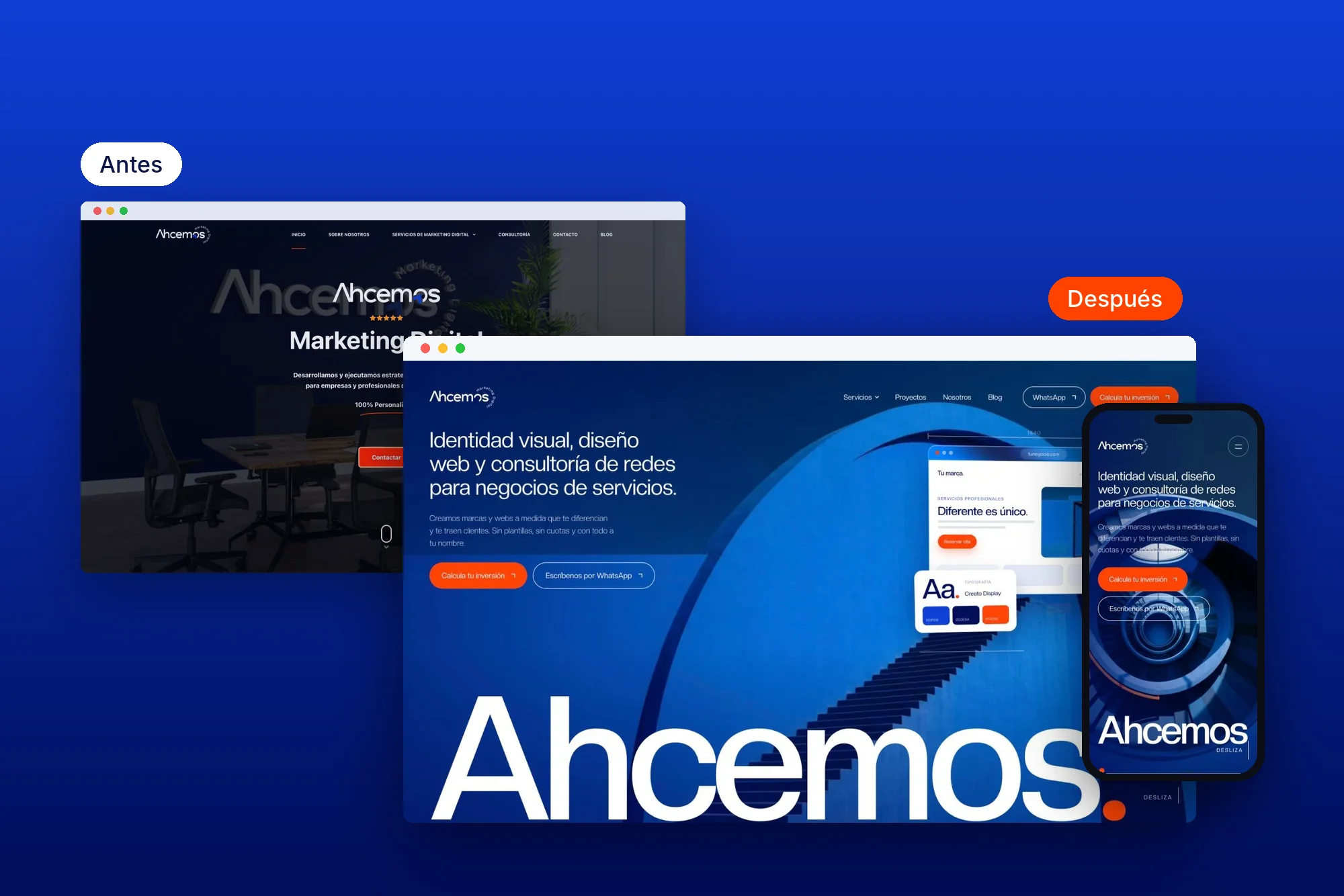 Rediseño web de Ahcemos, antes y después