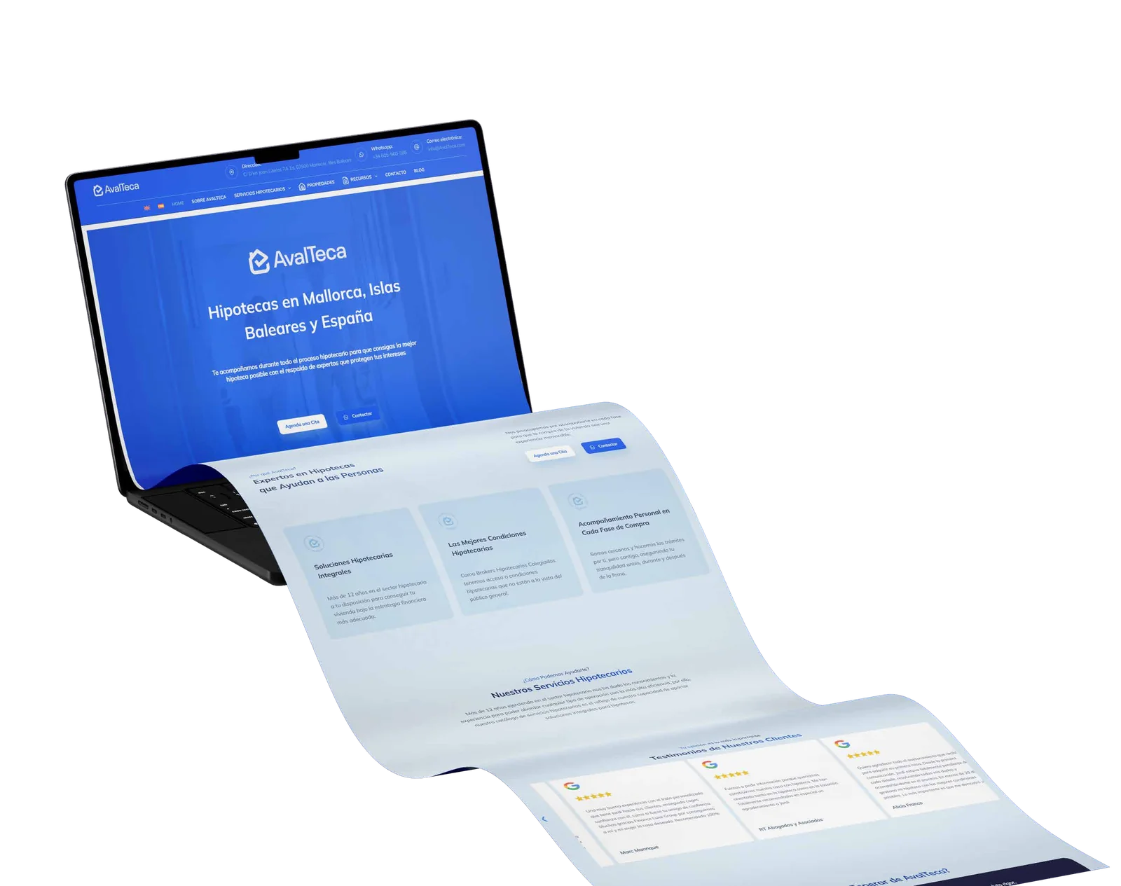 Web de AvalTeca en portátil