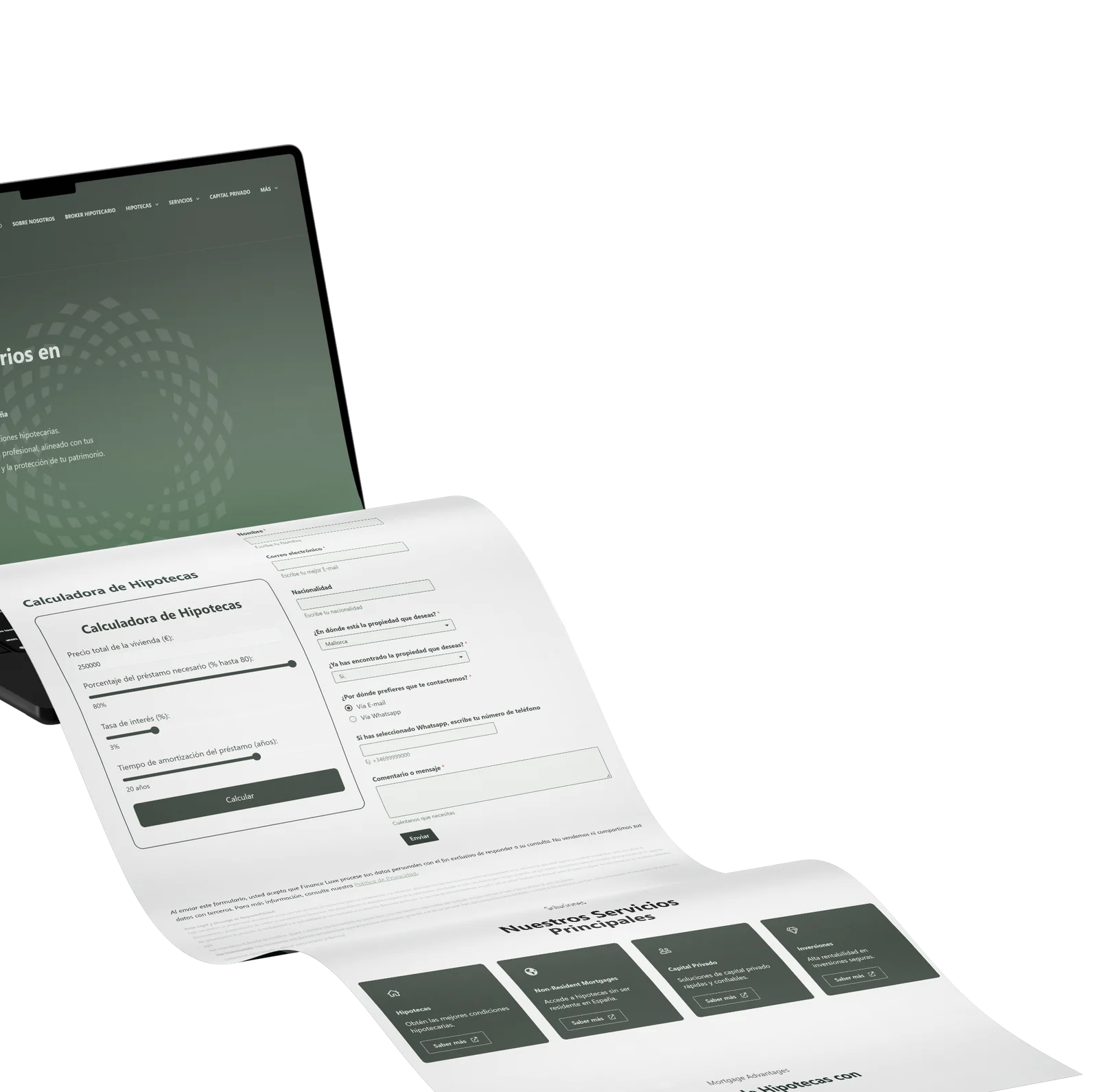Web de Finance Luxe en portátil