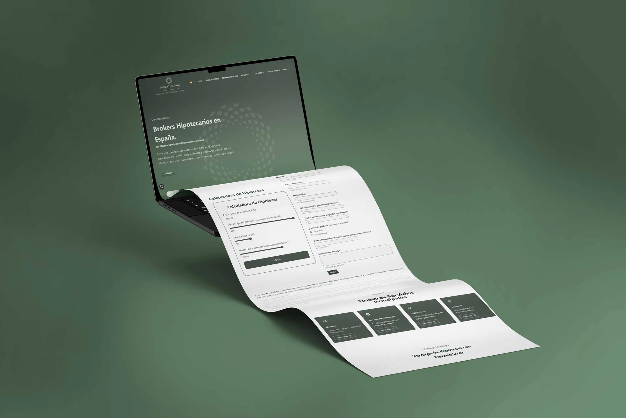 Web de Finance Luxe en portátil