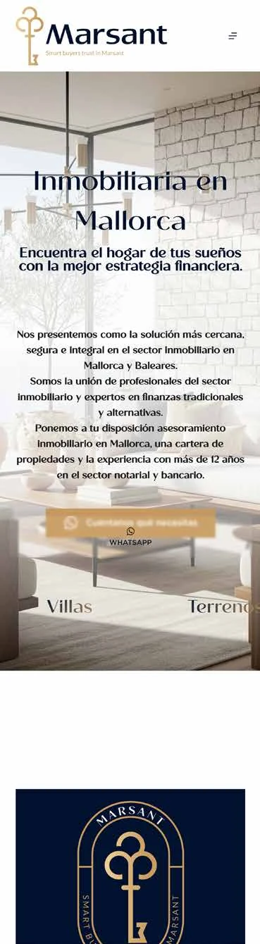 Web de Marsant en móvil, página completa